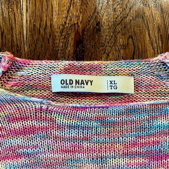 Old Navy Pink Rainbow Bohemian Scoop Neck Sweater, XL - Picture 4 of 10